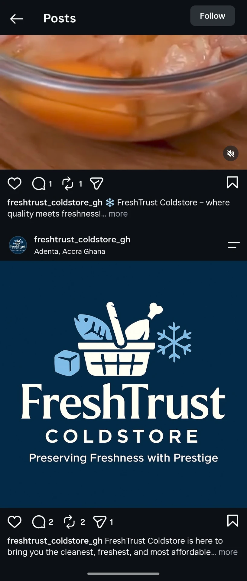 FreshTrust Coldstore's original Instagram logo before the refresh